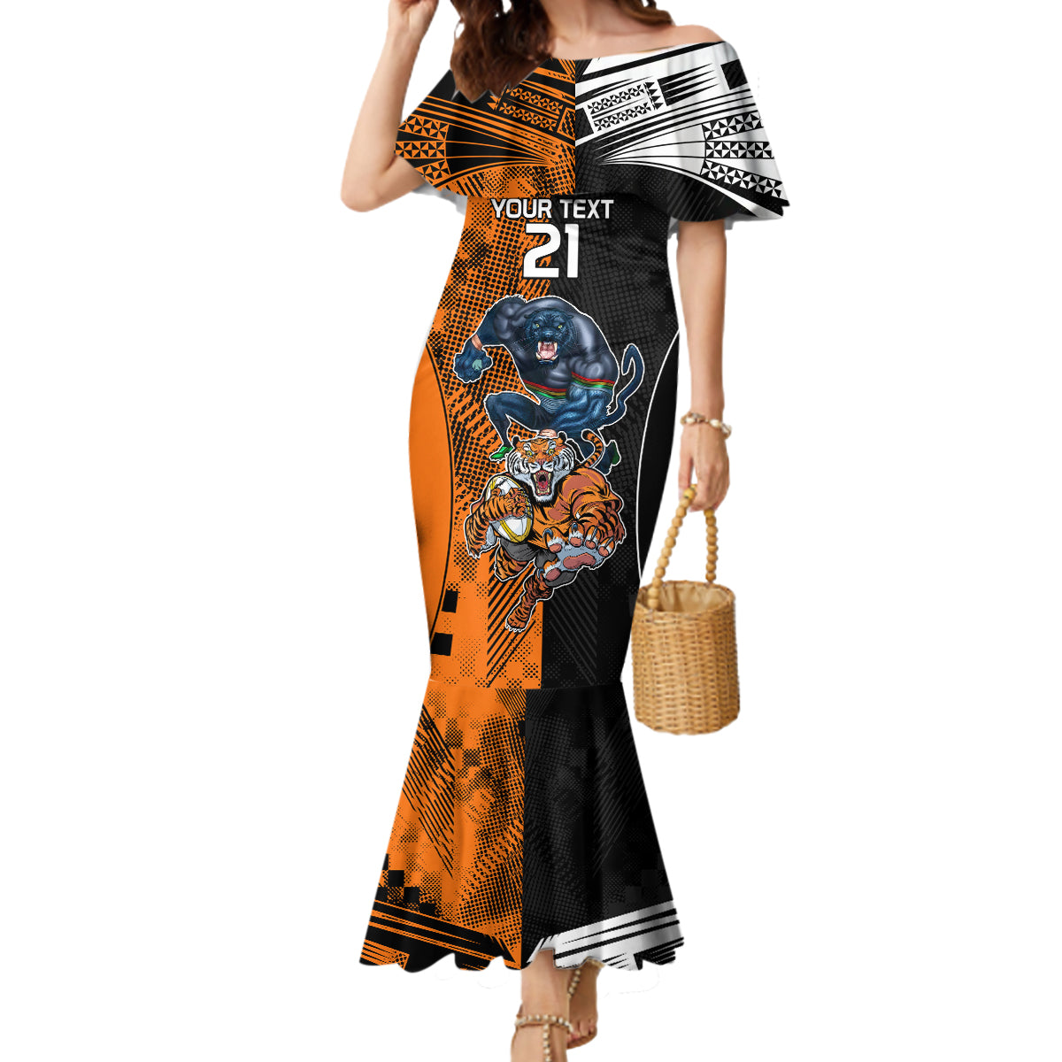 Custom NRL Tigers Combine Panthers Rugby Mermaid Dress Sporty Style LT9