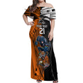Custom NRL Tigers Combine Panthers Rugby Off Shoulder Maxi Dress Sporty Style LT9