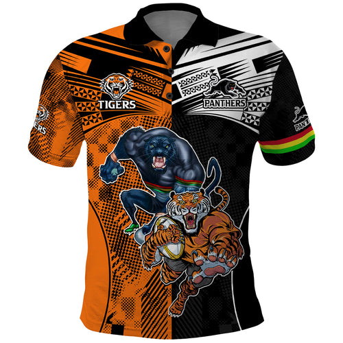 Custom NRL Tigers Combine Panthers Rugby Polo Shirt Sporty Style LT9