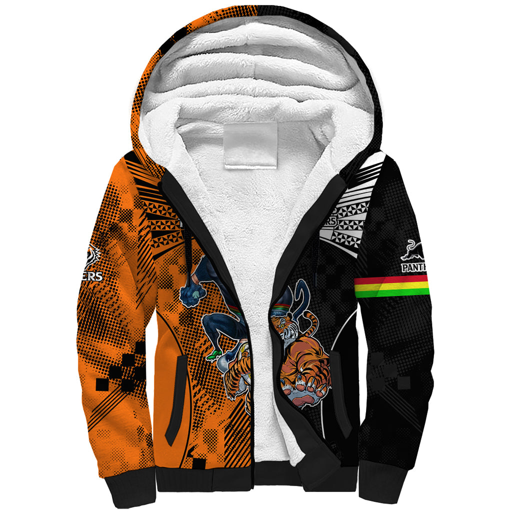 Custom NRL Tigers Combine Panthers Rugby Sherpa Hoodie Sporty Style LT9