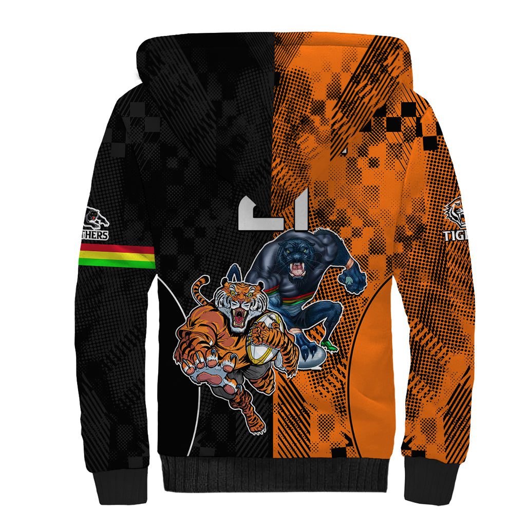 Custom NRL Tigers Combine Panthers Rugby Sherpa Hoodie Sporty Style LT9