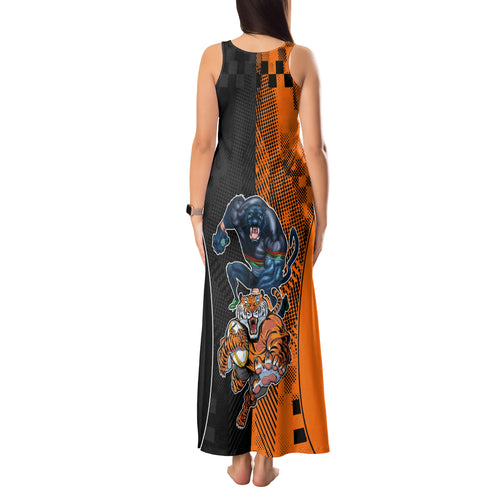 Custom NRL Tigers Combine Panthers Rugby Tank Maxi Dress Sporty Style LT9
