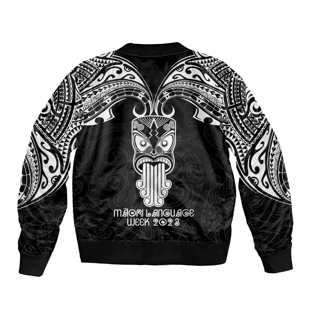 New Zealand Te Reo Maori Bomber Jacket Kia Kaha Maori Language Week Black Style LT9