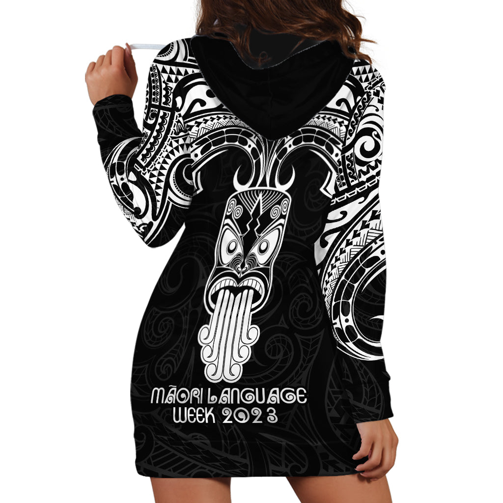 New Zealand Te Reo Maori Hoodie Dress Kia Kaha Maori Language Week Black Style LT9