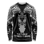 New Zealand Te Reo Maori Long Sleeve Shirt Kia Kaha Maori Language Week Black Style LT9