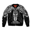 New Zealand Te Reo Maori Sleeve Zip Bomber Jacket Kia Kaha Maori Language Week Black Style LT9