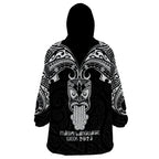 New Zealand Te Reo Maori Wearable Blanket Hoodie Kia Kaha Maori Language Week Black Style LT9