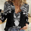 New Zealand Te Reo Maori Women Casual Shirt Kia Kaha Maori Language Week Black Style LT9