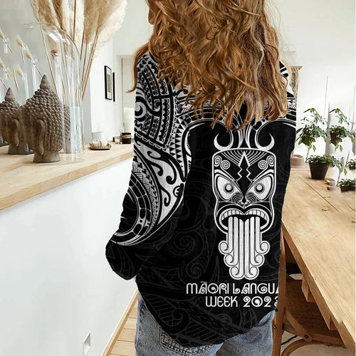 New Zealand Te Reo Maori Women Casual Shirt Kia Kaha Maori Language Week Black Style LT9