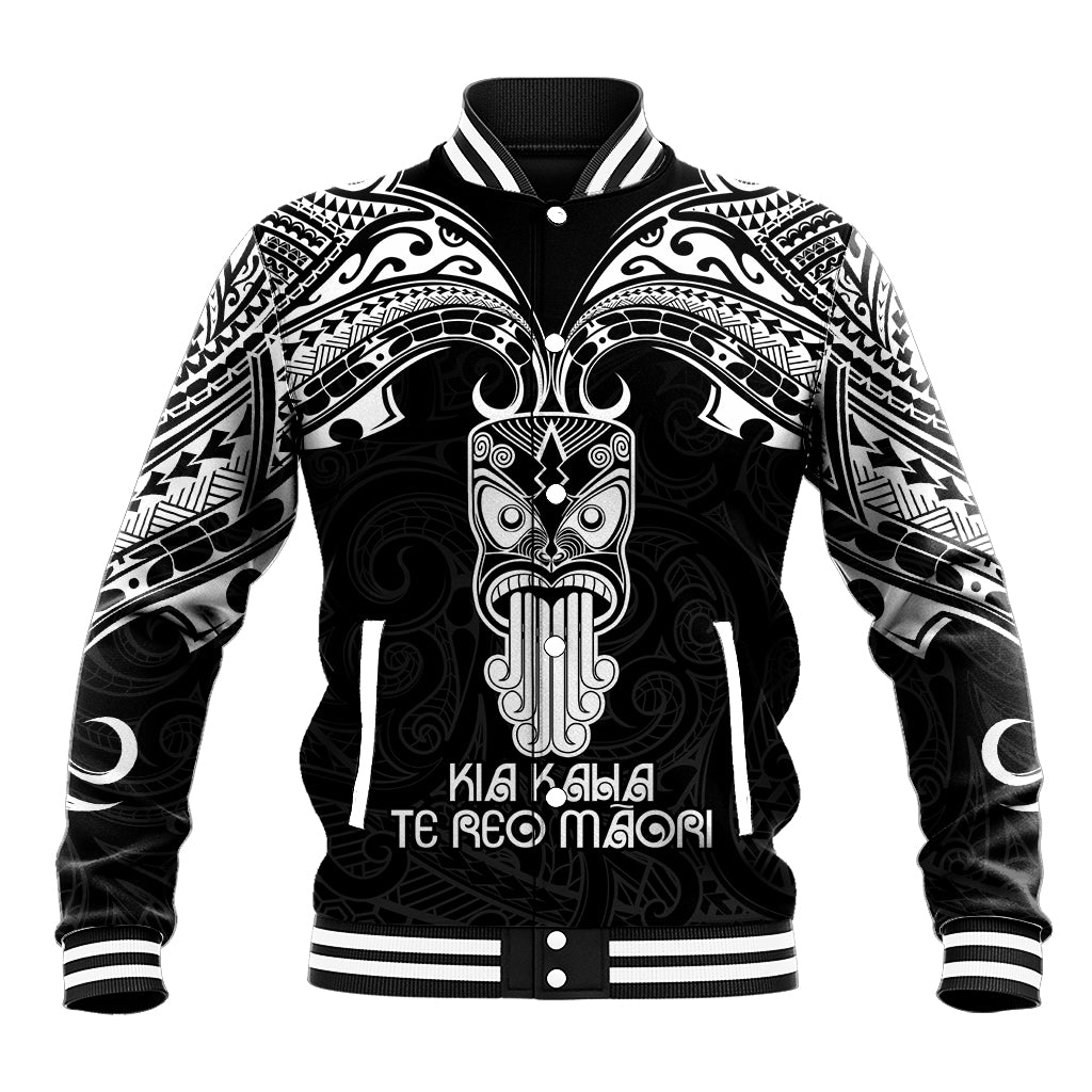Personalised New Zealand Te Reo Maori Baseball Jacket Kia Kaha Maori Language Week Black Style LT9