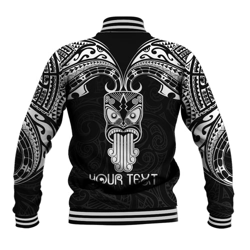 Personalised New Zealand Te Reo Maori Baseball Jacket Kia Kaha Maori Language Week Black Style LT9