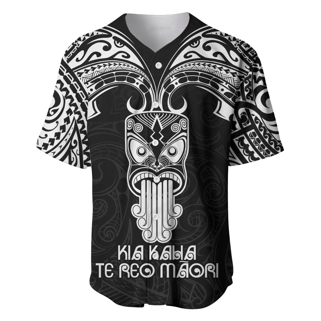 Personalised New Zealand Te Reo Maori Baseball Jersey Kia Kaha Maori Language Week Black Style LT9
