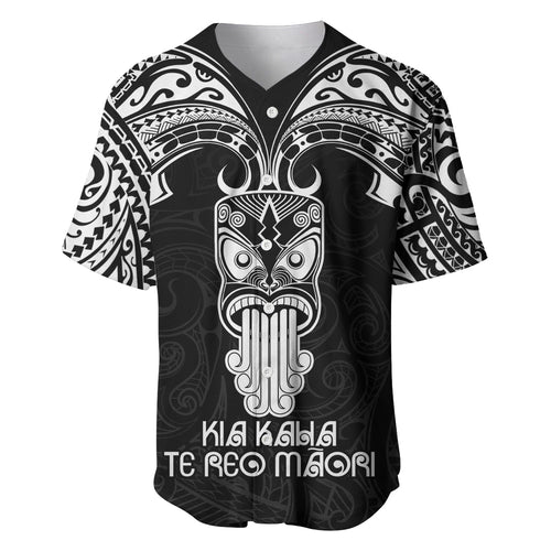 Personalised New Zealand Te Reo Maori Baseball Jersey Kia Kaha Maori Language Week Black Style LT9