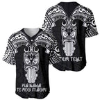 Personalised New Zealand Te Reo Maori Baseball Jersey Kia Kaha Maori Language Week Black Style LT9
