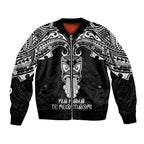 Personalised New Zealand Te Reo Maori Bomber Jacket Kia Kaha Maori Language Week Black Style LT9