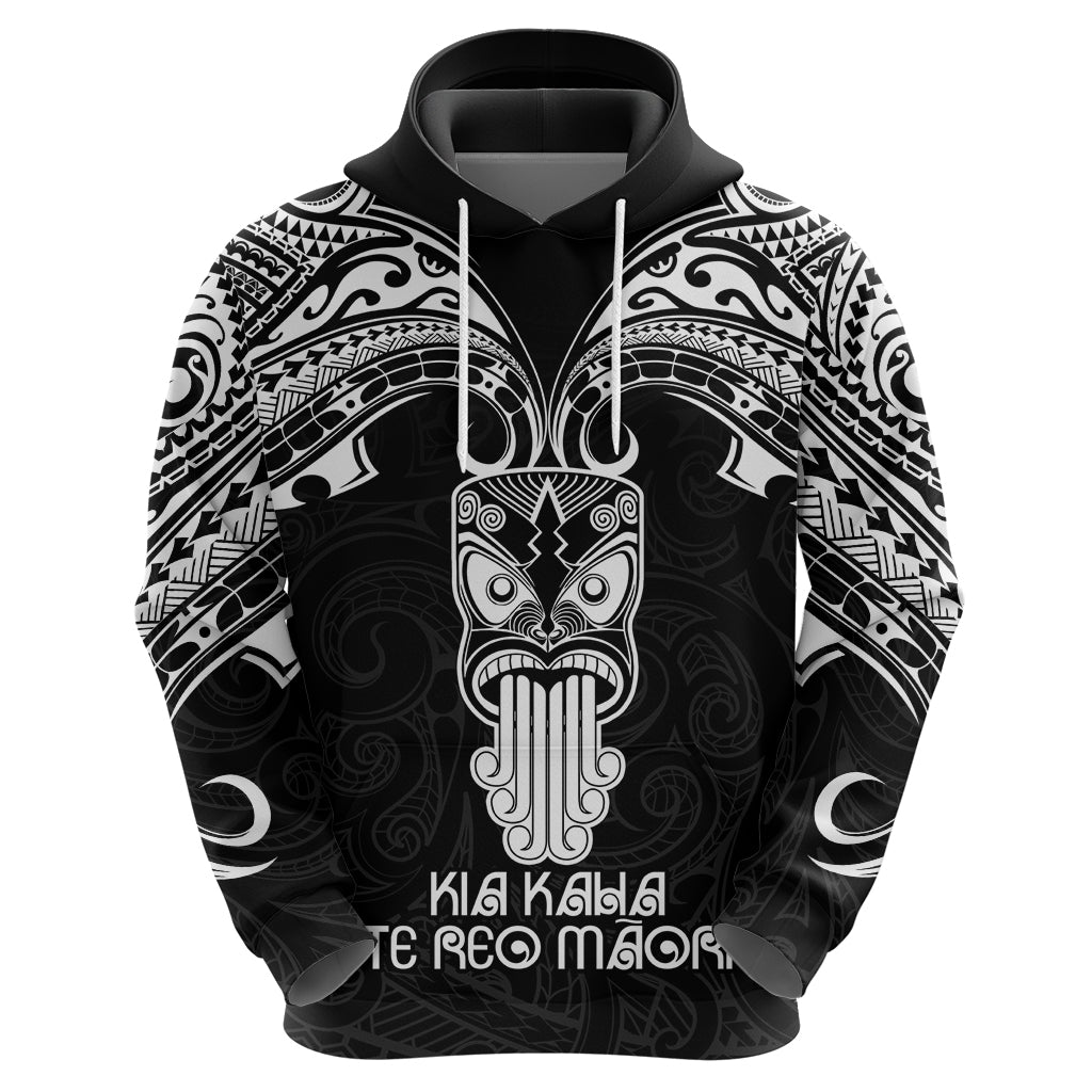 Personalised New Zealand Te Reo Maori Hoodie Kia Kaha Maori Language Week Black Style LT9