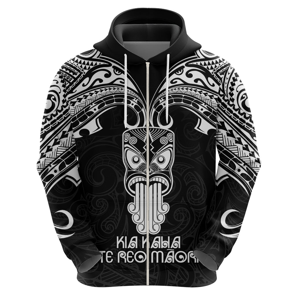 Personalised New Zealand Te Reo Maori Hoodie Kia Kaha Maori Language Week Black Style LT9
