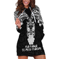 Personalised New Zealand Te Reo Maori Hoodie Dress Kia Kaha Maori Language Week Black Style LT9
