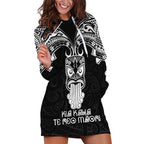 Personalised New Zealand Te Reo Maori Hoodie Dress Kia Kaha Maori Language Week Black Style LT9