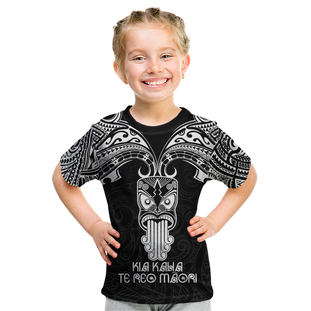 Personalised New Zealand Te Reo Maori Kid T Shirt Kia Kaha Maori Language Week Black Style LT9