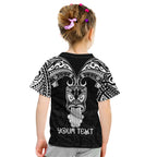 Personalised New Zealand Te Reo Maori Kid T Shirt Kia Kaha Maori Language Week Black Style LT9