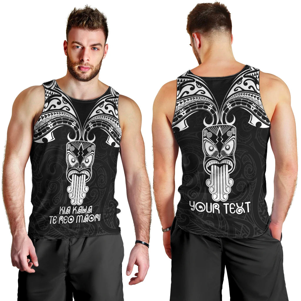 Personalised New Zealand Te Reo Maori Men Tank Top Kia Kaha Maori Language Week Black Style LT9
