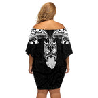 Personalised New Zealand Te Reo Maori Off Shoulder Short Dress Kia Kaha Maori Language Week Black Style LT9