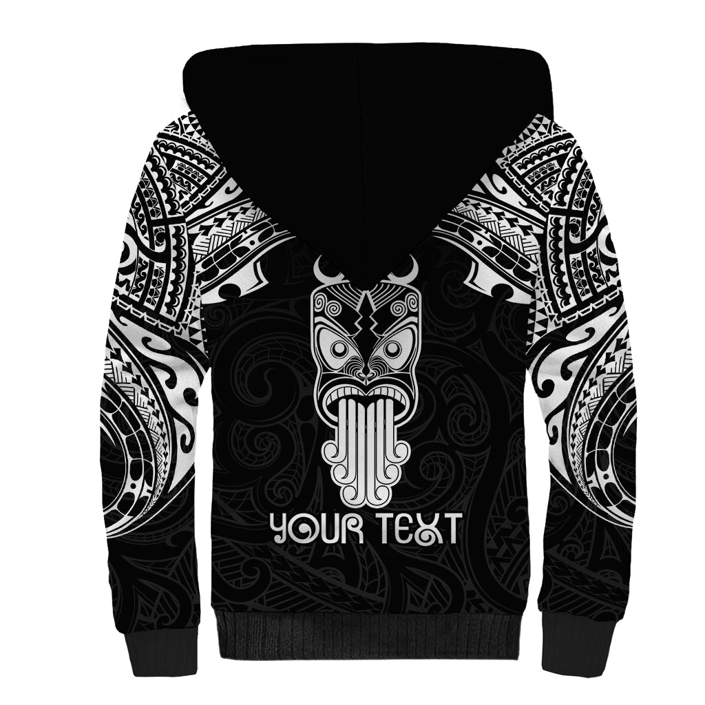 Personalised New Zealand Te Reo Maori Sherpa Hoodie Kia Kaha Maori Language Week Black Style LT9