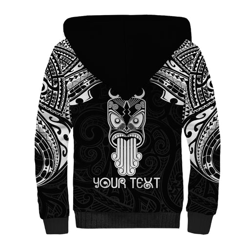 Personalised New Zealand Te Reo Maori Sherpa Hoodie Kia Kaha Maori Language Week Black Style LT9