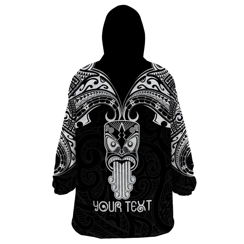 Personalised New Zealand Te Reo Maori Wearable Blanket Hoodie Kia Kaha Maori Language Week Black Style LT9