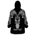 Personalised New Zealand Te Reo Maori Wearable Blanket Hoodie Kia Kaha Maori Language Week Black Style LT9