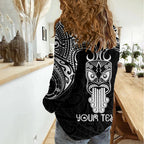 Personalised New Zealand Te Reo Maori Women Casual Shirt Kia Kaha Maori Language Week Black Style LT9