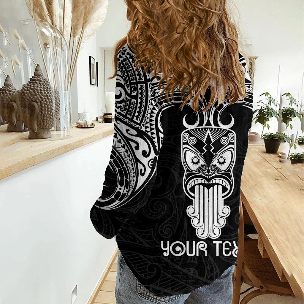 Personalised New Zealand Te Reo Maori Women Casual Shirt Kia Kaha Maori Language Week Black Style LT9