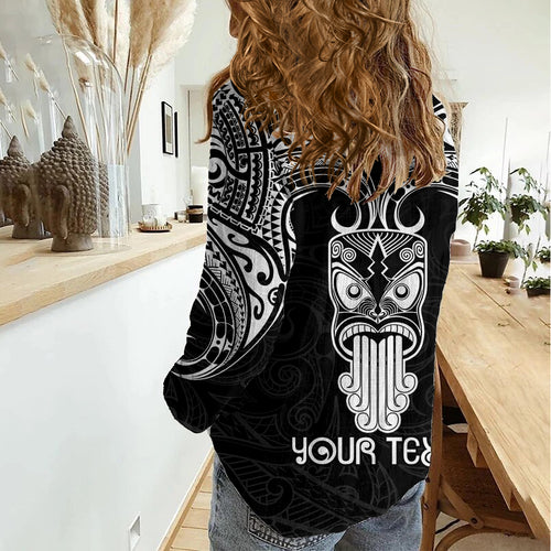 Personalised New Zealand Te Reo Maori Women Casual Shirt Kia Kaha Maori Language Week Black Style LT9
