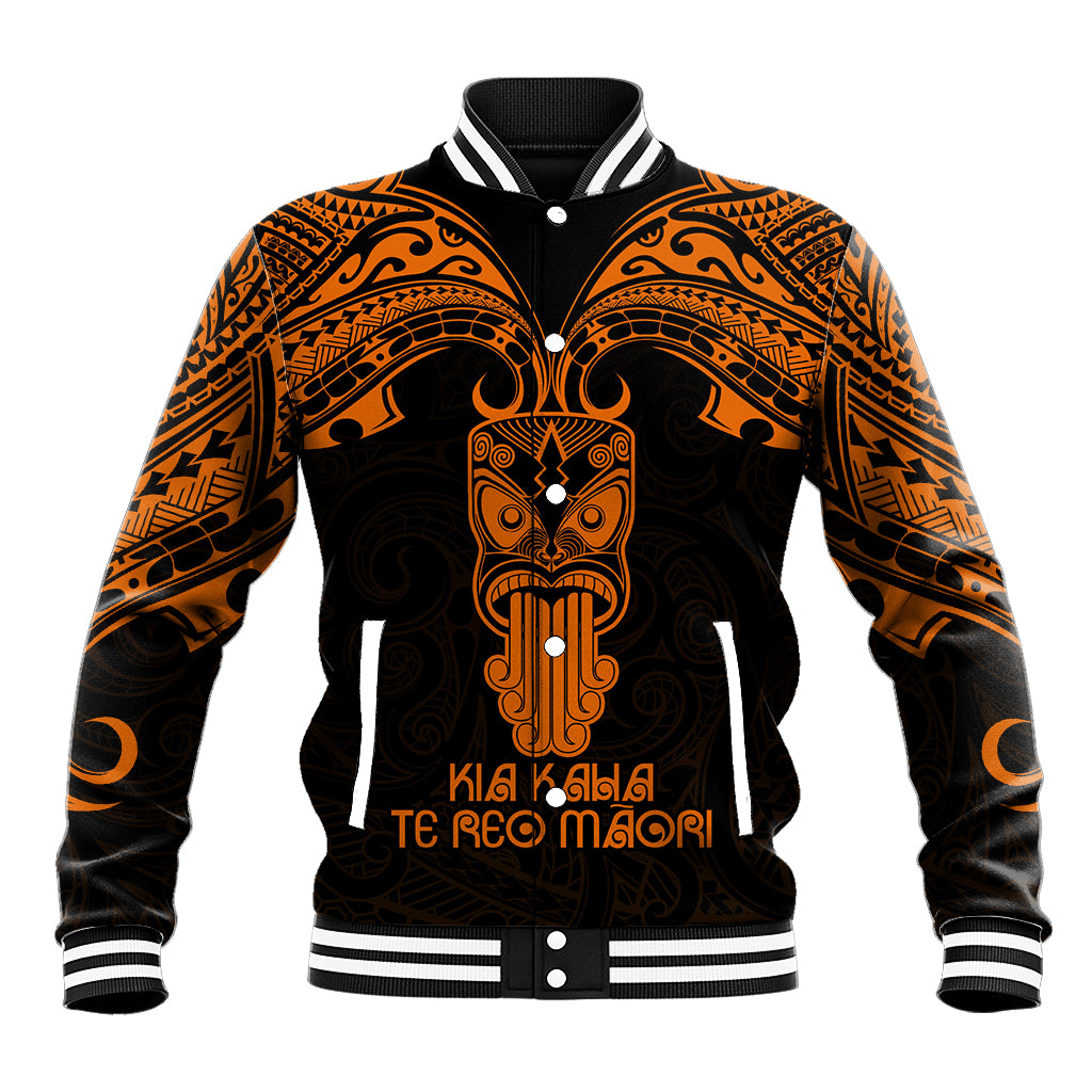 Personalised New Zealand Te Reo Maori Baseball Jacket Kia Kaha Maori Language Week Gold Style LT9