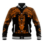 Personalised New Zealand Te Reo Maori Baseball Jacket Kia Kaha Maori Language Week Gold Style LT9