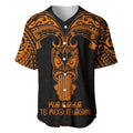 Personalised New Zealand Te Reo Maori Baseball Jersey Kia Kaha Maori Language Week Gold Style LT9