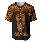 Personalised New Zealand Te Reo Maori Baseball Jersey Kia Kaha Maori Language Week Gold Style LT9