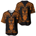 Personalised New Zealand Te Reo Maori Baseball Jersey Kia Kaha Maori Language Week Gold Style LT9