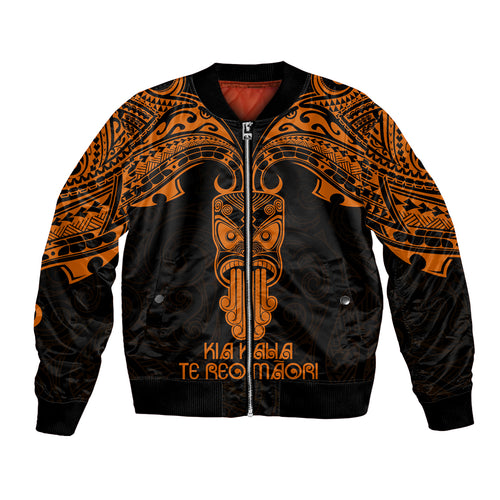 Personalised New Zealand Te Reo Maori Bomber Jacket Kia Kaha Maori Language Week Gold Style LT9
