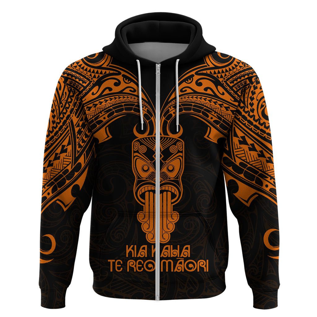Personalised New Zealand Te Reo Maori Hoodie Kia Kaha Maori Language Week Gold Style LT9
