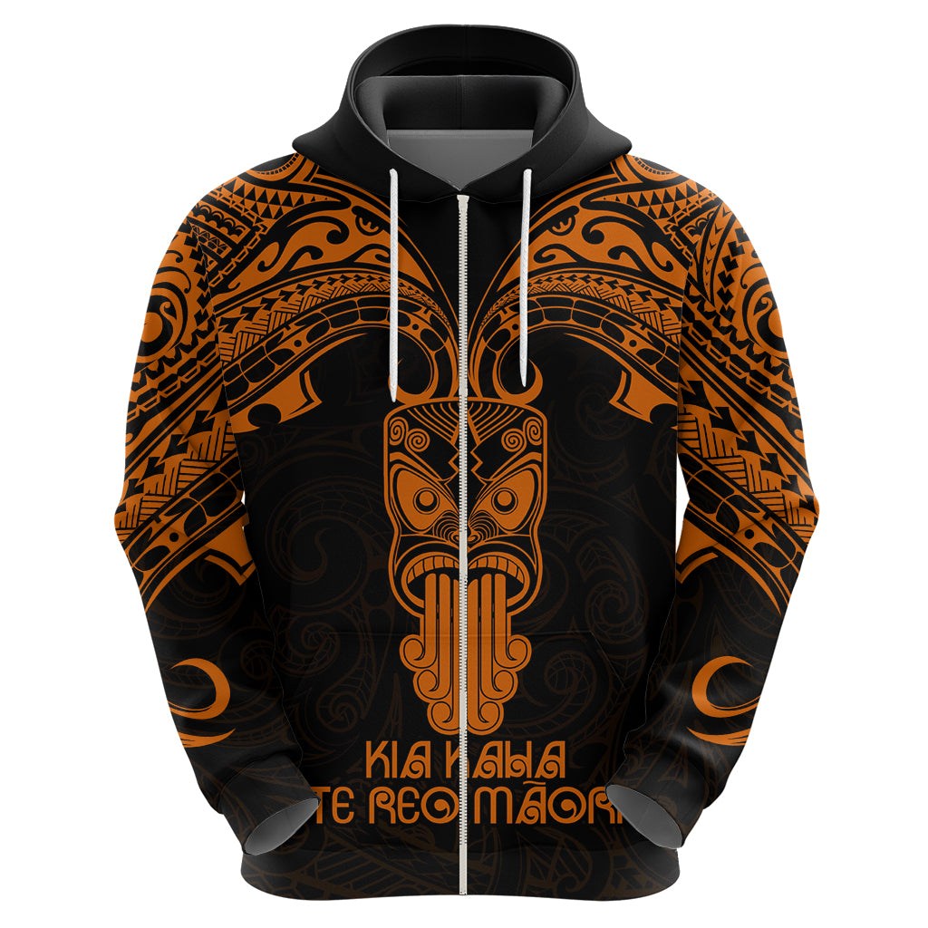 Personalised New Zealand Te Reo Maori Hoodie Kia Kaha Maori Language Week Gold Style LT9