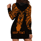 Personalised New Zealand Te Reo Maori Hoodie Dress Kia Kaha Maori Language Week Gold Style LT9