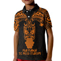 Personalised New Zealand Te Reo Maori Kid Polo Shirt Kia Kaha Maori Language Week Gold Style LT9