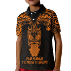 Personalised New Zealand Te Reo Maori Kid Polo Shirt Kia Kaha Maori Language Week Gold Style LT9