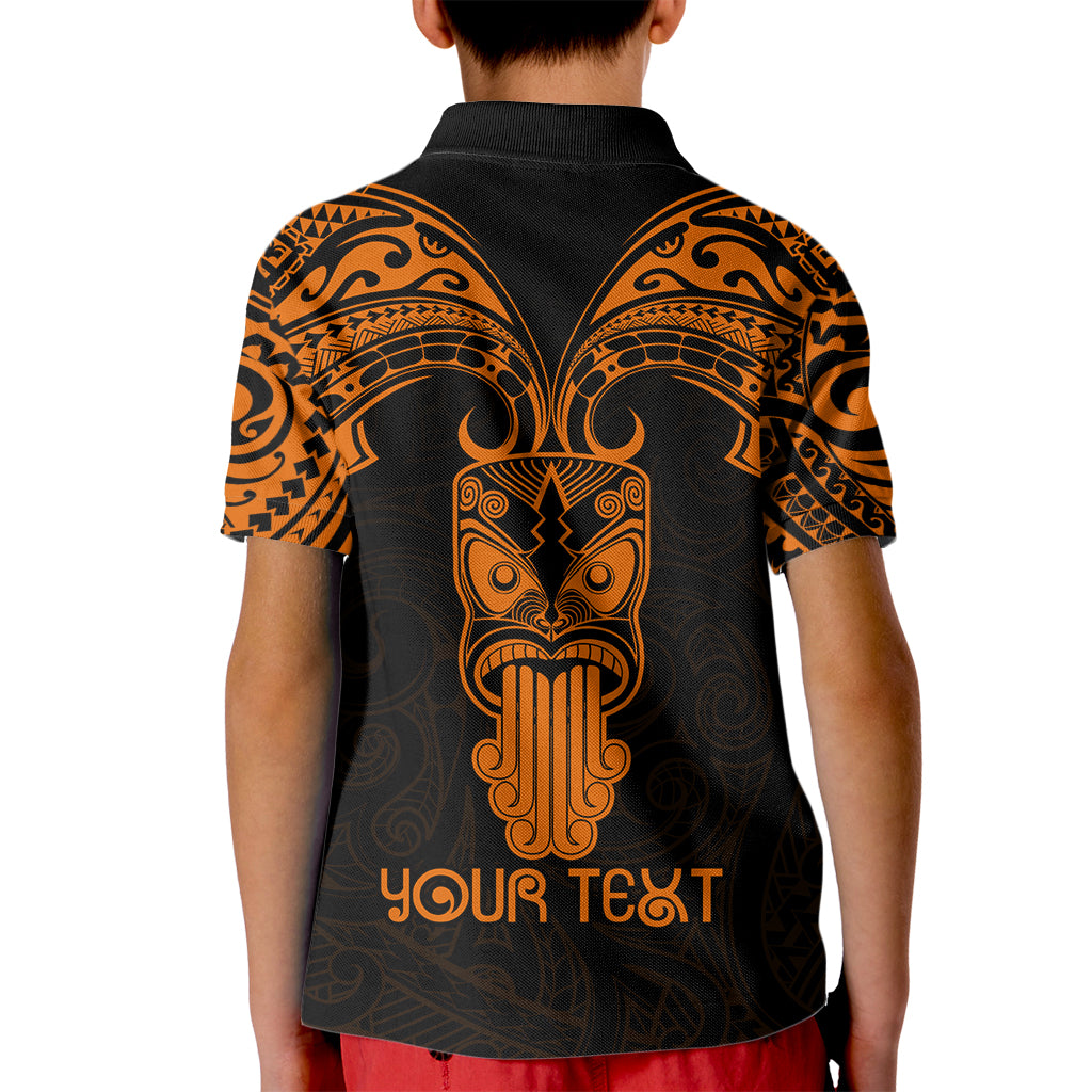 Personalised New Zealand Te Reo Maori Kid Polo Shirt Kia Kaha Maori Language Week Gold Style LT9