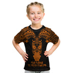 Personalised New Zealand Te Reo Maori Kid T Shirt Kia Kaha Maori Language Week Gold Style LT9