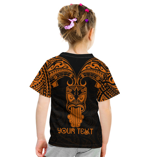 Personalised New Zealand Te Reo Maori Kid T Shirt Kia Kaha Maori Language Week Gold Style LT9