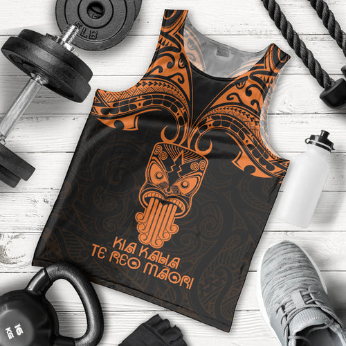 Personalised New Zealand Te Reo Maori Men Tank Top Kia Kaha Maori Language Week Gold Style LT9