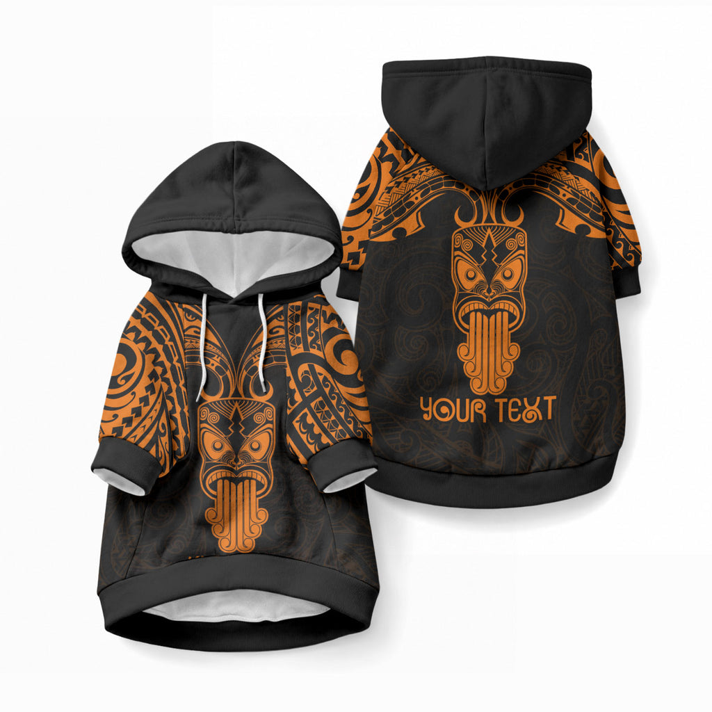 Personalised New Zealand Te Reo Maori Pet Hoodie Kia Kaha Maori Language Week Gold Style
